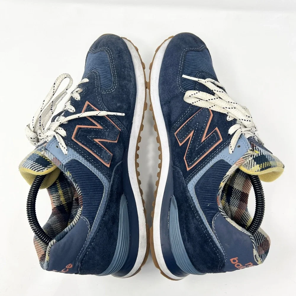 New‎ Balance 574 'Dark Blue Plaid' Mens Size 10 Corduroy Plaid Flannel Sneakers